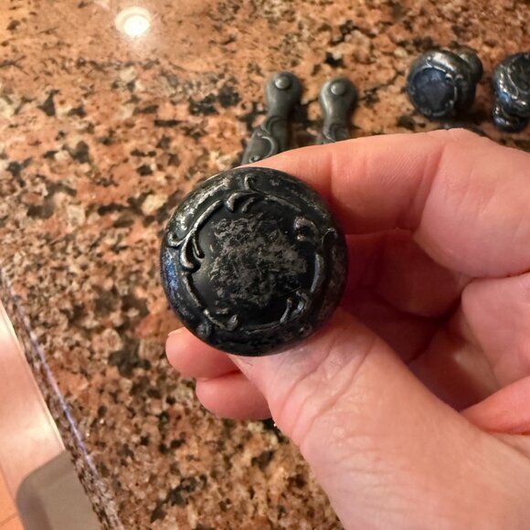 Weathered Metal Cabinet Pulls & Knob Set Pewter Door Handles Silver Drawer Knobs - Picture 7 of 9